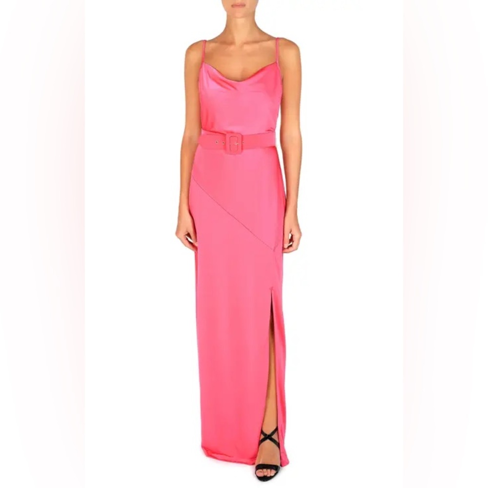 Julia Jordan Satin Cowl Neckline Sleeveless Beltless Pink Maxi Dress